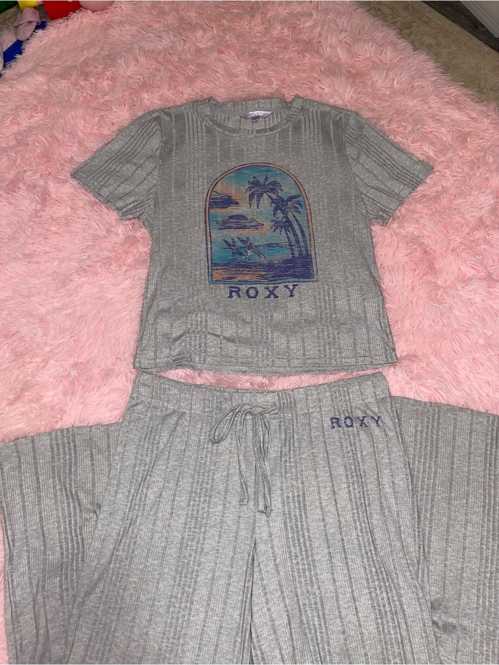 Roxy Gray Ribbed Matching Set - Picture 3 of 6